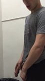 He jerks his big cock in a public restroom snapshot 9