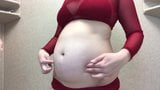 Belly Inflation In Dark Red Bikini snapshot 10