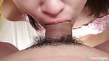 Hot brunette Japanese Mari Ozawa sucks dick and gets stuffed with it in shaved pussy. snapshot 5