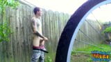 Straight bad boy Blinx strokes his big dick outdoor and cums snapshot 10