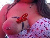 One tied tit with clamps on Latina snapshot 14