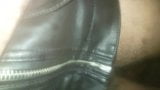 Wank on my leather jacket with cum snapshot 5