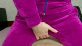 Hot girl loves to suck and fuck to orgasm in pink velour tracksuit! Babe cummed and got cum in her mouth snapshot 8