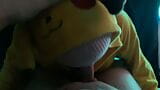 Sexy pikachu doet een gepassioneerde deepthroat en krijgt veel sperma in haar mond snapshot 2