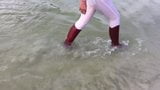 Walking in the lake soaking my brown riding boots snapshot 12