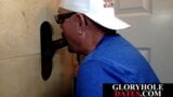 Mature DILF wildly sucking and wanking black gloryhole cock snapshot 3