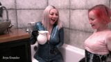 Latex Lesbian Bathroom Funny Petting With Arya Grander snapshot 6