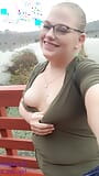 Blonde bbw milf flashes cute small tits big nipples outdoors snapshot 8