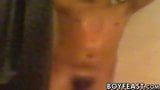 Hairy cute twink Tristan wanking huge dick after shower time snapshot 7