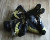 Yellow and Black - bikerslave is hogcuffed snapshot 5