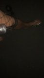 Outdoor in Harness Stockings & red Toes in clear Sandals snapshot 9