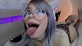 CAT GIRL WITH GLASSES BEGS YOU TO CUM ON HER SLOBBERY AHEGAO FACE snapshot 6