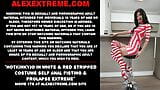 Hotkinkyjo in white & red stripped costume self anal fisting & prolapse extreme snapshot 1