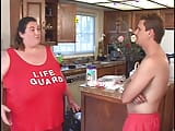 Horny fat lifeguard has hardcore fetish fuck in the kitchen snapshot 1