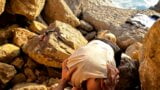 Kongkek di pantai - saya mengongkek remaja di tengah-tengah batu semasa dia merintih kuat! snapshot 13