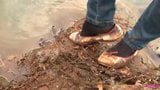 Vera Wet and Messy shoeplay with ballet flats and jeans snapshot 5