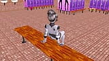 Une vidéo porno animée de dessin animé en 3D - une sexbot robot fait des poses sexy puis chevauche une bite d’homme en position de cheval renversé. snapshot 2