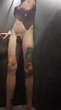 cumming at the locker room public showers. twink touching his big cock at the gym snapshot 14