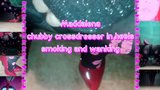 Maddalena chubby crossdresser in heels smoking and wanking snapshot 1