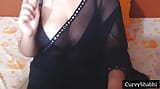 Indiana sexy em sari preto snapshot 4