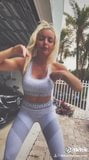 WWE - Mandy Rose dancing outside in tight white outfit snapshot 4