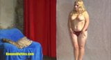 Schattige 18 -jarige vette vrouw toont haar grote lichaam bij de eerste casting snapshot 15