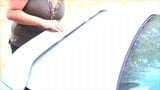Busty BoobieKat gives blowjob to a guy in the trunk! snapshot 1