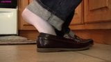 Caroline shoeplay Sperry while doing dishes PREVIEW snapshot 8