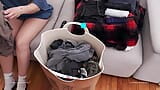 Free Use Blowjob and Pussy Fuck While Step Sis Folds Laundry snapshot 1