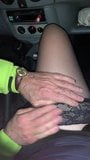 Lara CD Sexy legs in stockings groped by a friend in a car snapshot 6