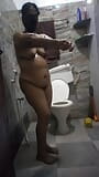 Tamil aunty hot bath at bathroom and wearing saree snapshot 3
