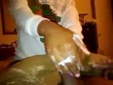 Ebony sensual handjob with lotion snapshot 8