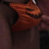 Sissy Satin Pumpkin Thong Play snapshot 3