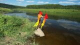 Color Fans on Boulder in Volga River snapshot 9