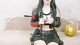 Tifa Lockhart from Final Fantasy talks dirty, blows balloons and pops them with her strong hands snapshot 2