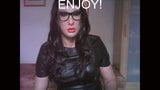 Tranny use dildo and masturbating in leather dress snapshot 1