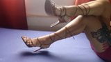 Very feminine strappy sandals wrapped around nice legs. snapshot 8