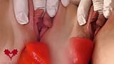 Close up pussy play with the big red dildo. snapshot 14