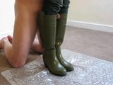 bootjob in green high heels wellies snapshot 2