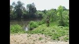 Hot sporty girl masturbates near a river snapshot 2