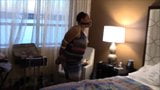 MILF hops around room with toes tied snapshot 2