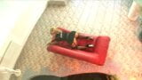 Sofa kulit merah, pepek ketat fleksibel berdebar-debar snapshot 2