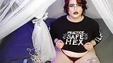 Redheaded Goth BBW Binds Her Big Natural Titties and Trains Her Throat snapshot 1