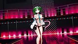 Blue archive Yuuka half naakte dans Hentai mmd 3D donkergroen haar kleur bewerken Smixix snapshot 4