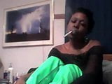 Smoking Black beauty in Thigh high Boots snapshot 8