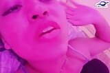 Saturn Squirt, cyan and pink with hairy pussy masturbation, with pussy cream. snapshot 15