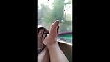 Mamá salvaje Nikita jugando en un tren mientras viaja a unas vacaciones fetiche de pies calientes snapshot 11