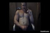 Muscle boy smoking a cigar and jerking snapshot 12