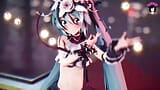 Симпатичная Miku в сексуальном костюме танцует + постепенное раздевание (3D хентай) snapshot 3