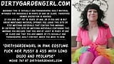 Dirtygardengirl in pink costume fuck her pussy & ass with long dildo and prolapse snapshot 1